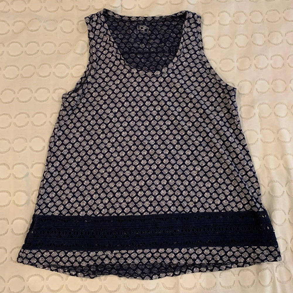 Loft navy blue tank top size small